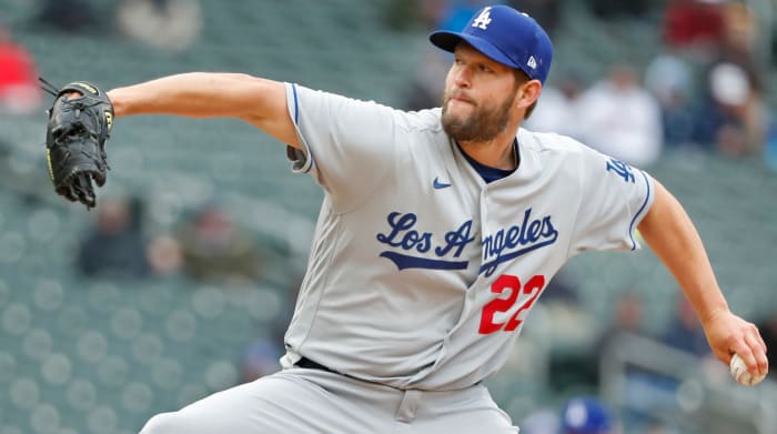 Los Angeles Dodgers starting pitcher Clayton Kershaw (22) throws to the Minnesota Twins in the second inning at Target Field.